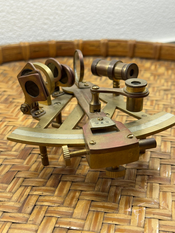 Vintage-Style Brass Nautical Sextant
