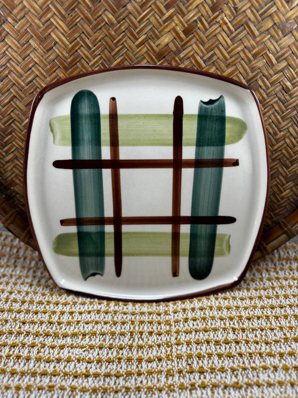 Vintage Hand-Painted Stoneware Dinner Plate