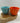 1930’s Gladding McBean Basketweave Turquoise and Orange Custard Cup Set